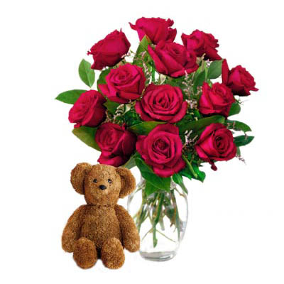 Flower with cute teddy