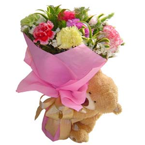 Flower with cute teddy