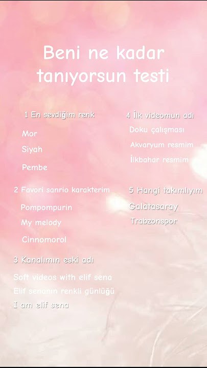 Beni ne kadar taniyorsun