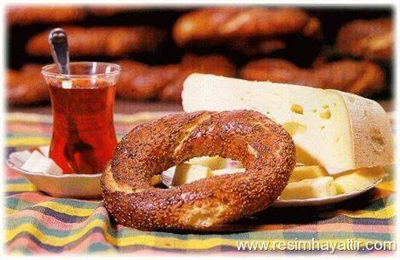 çay, simit ve peynir
