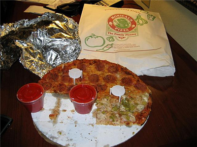 half ate pizza