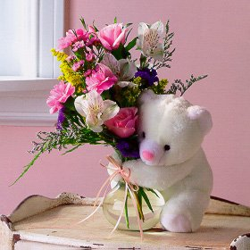 Flowers for new mom/teddy Bear for baby