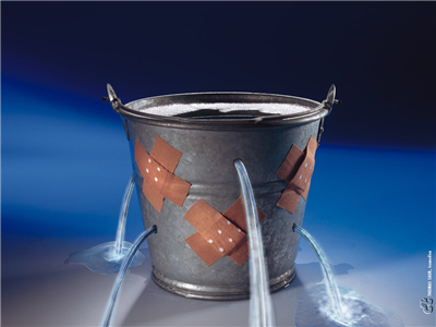 bucket with a hole in it