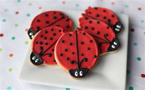 a plate of Lady Bug Cookies
