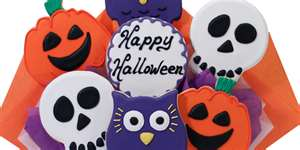 a plate of Happy Halloween Cookies