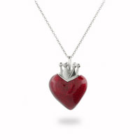 Queen of Hearts Red Enamel Necklace