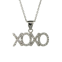 XOXO Hugs & Kisses CZ Sterling Silver Chat Pendant