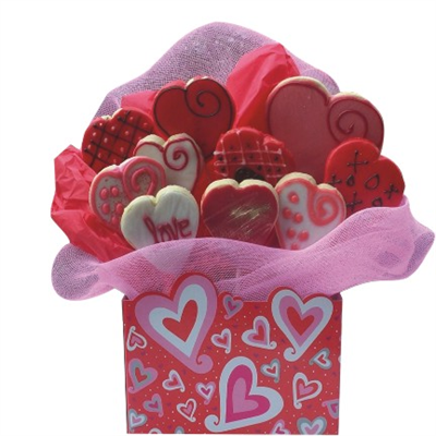 Heart cookies bouquet